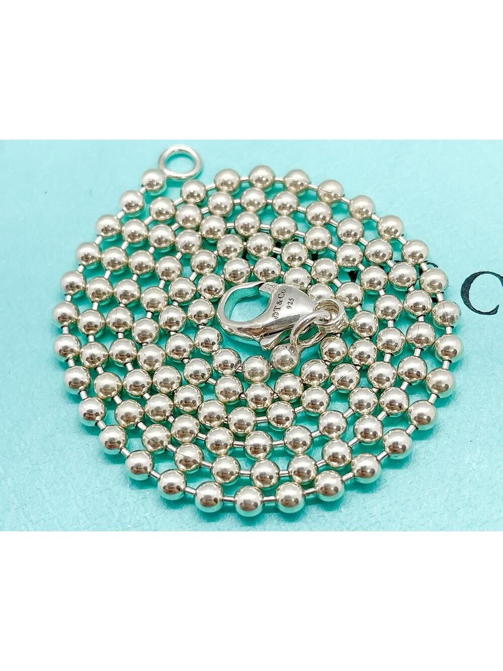 Tiffany & Co. 2mm Bead Ball Chain Necklace Sterling Silver 16"